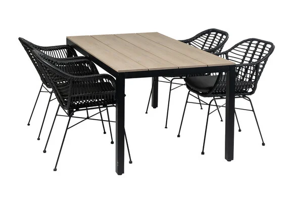 4 Jahreszeiten Gartenmöbel 5-teiliges Gartenset | 4 Oslo Gartenstühle |  Limasol Gartentisch 160 cm