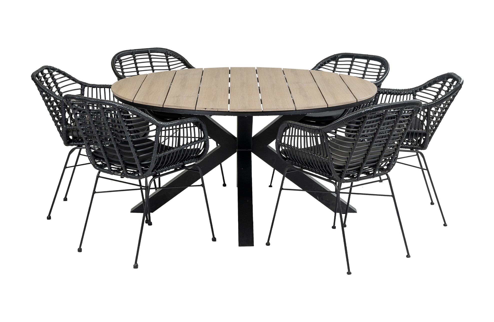 4 Jahreszeiten Gartenmöbel 7-teiliges Gartenset | 6 Oslo Gartenstühle  | Limasol Gartentisch | ø 150 cm