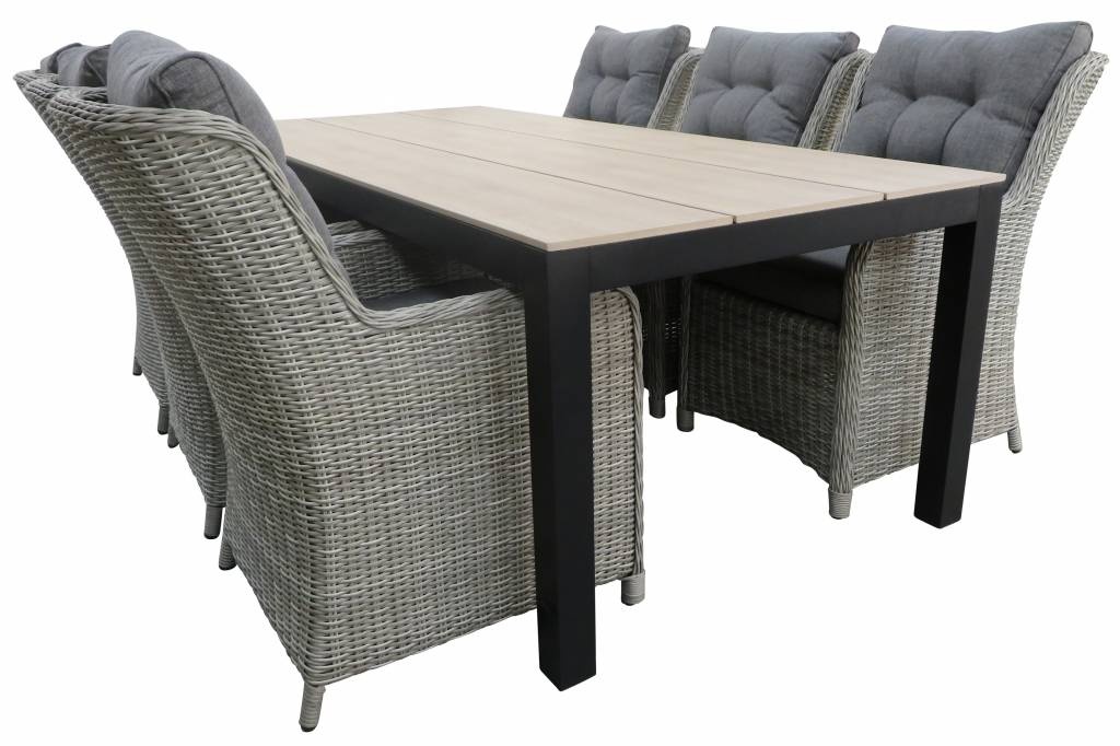 4 Jahreszeiten Gartenmöbel 7-teiliges Gartenset | 6 Gartenstühle Dublin | Limasol Gartentisch | 225 cm