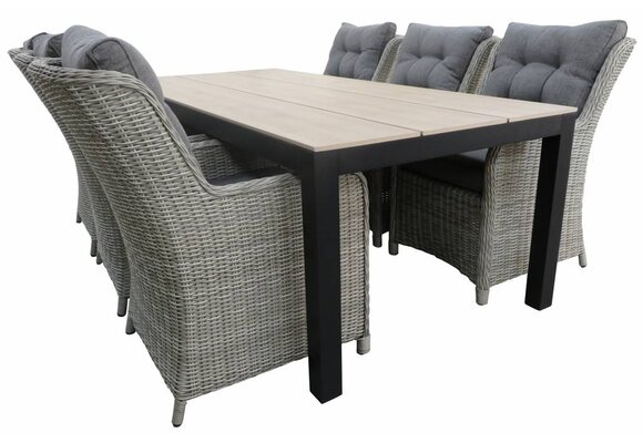 7-teiliges Gartenset | 6 Gartenstühle Dublin | Limasol Gartentisch | 225 cm