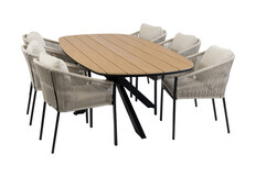 7-teiliges Garten-Set | 6 Elvira Gartenstühle | Gartentisch Cadiz 240 x 115 cm