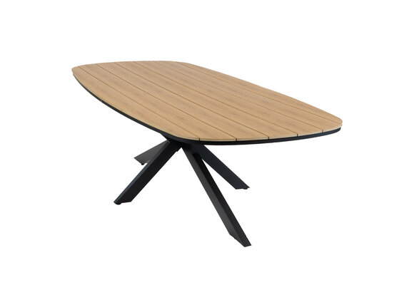 9-teiliges Garten-Set | 8 Isabel Gartenstühle | Gartentisch Cadiz 280 x 115 cm | Sand & Schwarz