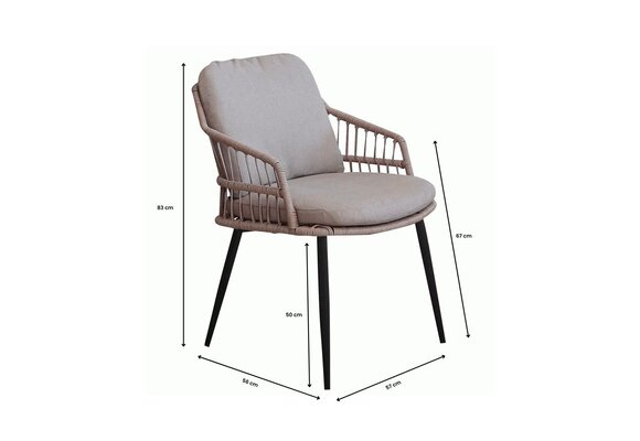 9-teiliges Garten-Set | 8 Isabel Gartenstühle | Gartentisch Cadiz 280 x 115 cm | Sand & Schwarz