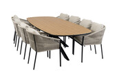 9-teiliges Garten-Set | 8 Elvira Gartenstühle | Gartentisch Cadiz 280 x 115 cm