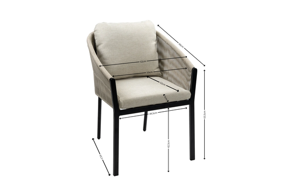 9-teiliges Garten-Set | 8 Elvira Gartenstühle | Gartentisch Malaga 280 x 115 cm | Schwarz