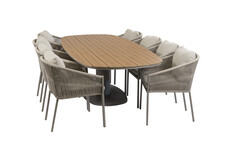 9-teiliges Garten-Set | 8 Elvira Gartenstühle | 260 cm Tower Gartentisch