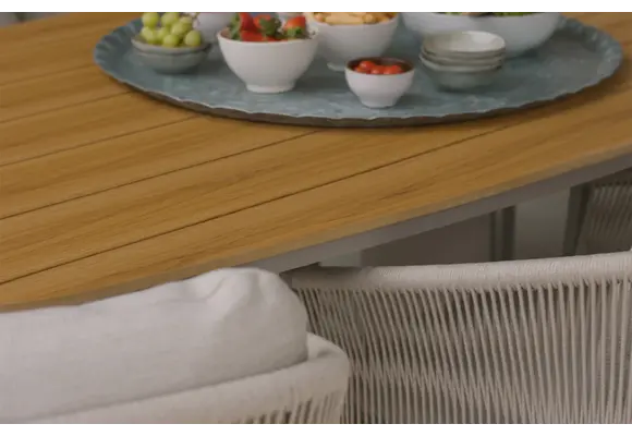 9-teiliges Garten-Set | 8 Elvira Gartenstühle | 260 cm Tower Gartentisch | Camel