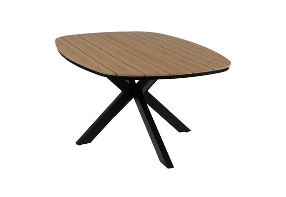 5-teiliges Garten-Set | 4 Mona Gartenstühle (Sand) | Cadiz Gartentisch 180 x 115 cm (Schwarz)