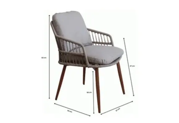 5-teiliges Garten-Set | 4 Isabel Gartenstühle (Sand / Wood) | Malaga Gartentisch 180 x 115 cm (Camel)