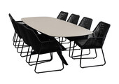 9-teiliges Garten-Set | 8 Mona Gartenstühle | Gartentisch Malaga 280 x 115 cm