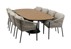 9-teiliges Garten-Set | 8 Elvira-Gartenstühle | 260 cm Tower-Gartentisch