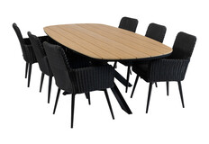 7-teiliges Garten-Set | 6 Pisa Gartenstühle | Gartentisch Cadiz 240 x 115 cm