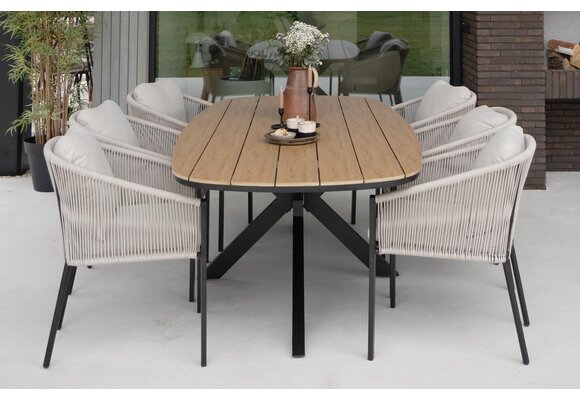 Ovaler Gartentisch Cadiz | 240 x 115 cm | Tecon Teak | Schwarz