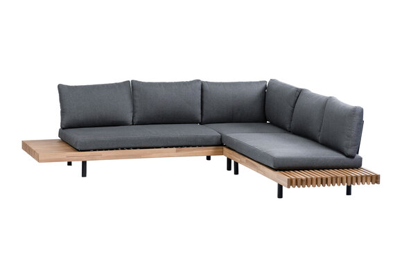 Ecklounge-Set Lissabon 4-teilig | Anthrazit | Inkl. Rafael Beistelltische Ø45 & Ø60 cm Schwarz