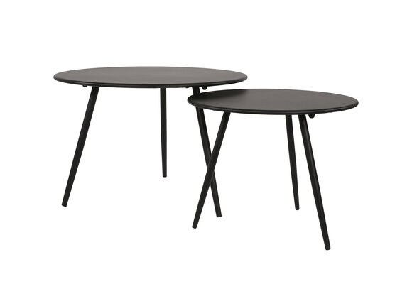 Ecklounge-Set Lissabon 4-teilig | Anthrazit | Inkl. Rafael Beistelltische Ø45 & Ø60 cm Schwarz