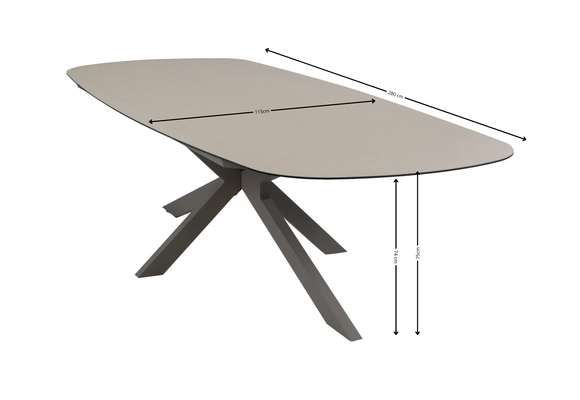 Ovaler Gartentisch Malaga | 280 x 115 cm | Camel & Cerra Vetro