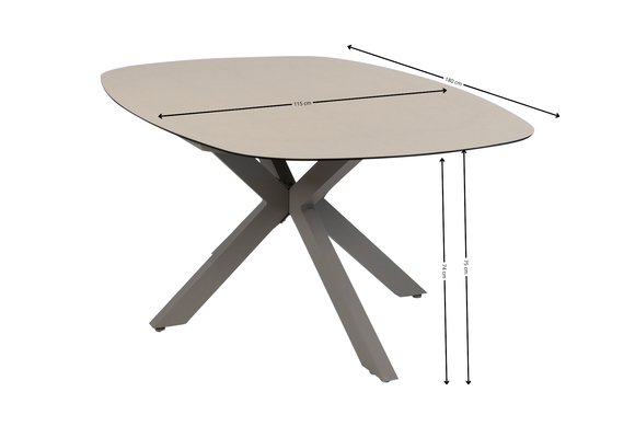 Ovaler Gartentisch Malaga | 180 x 115 cm | Camel & Cerra Vetro