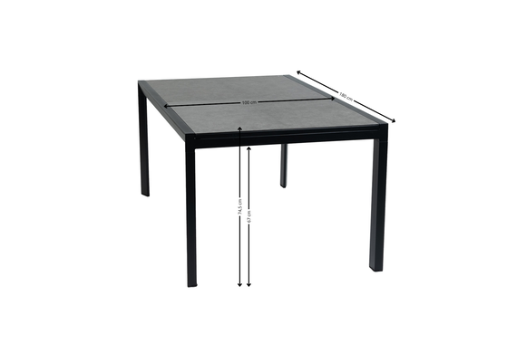 Ausziehbarer Gartentisch Mallorca | 180/240 x 100 cm | Schwarz | Keramik