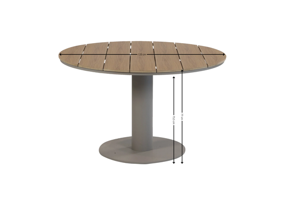 Rundes 5-teiliges Garten-Set | 4 Felline Gartenstühle | ø 120 cm Tower Gartentisch  | Akazienholz & Camel