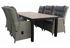 7-teiliges Gartenset | 6 verstellbare Gartenstühle Dublin | Limasol Gartentisch | 225 cm