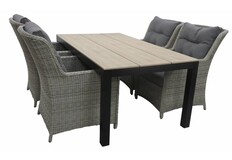 5-teiliges Gartenset | 4 Dublin Gartenstühle | Limasol Gartentisch 160 oder 180 cm