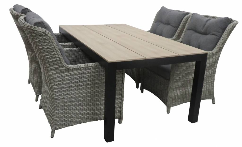 4 Jahreszeiten Gartenmöbel 5-teiliges Gartenset | 4 Dublin Gartenstühle | Limasol Gartentisch 160 oder 180 cm
