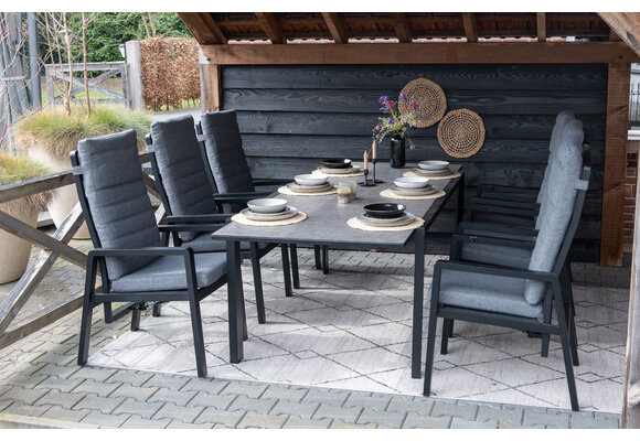 Verstellbarer Gartenstuhl Berlin | Schwarz & Grau