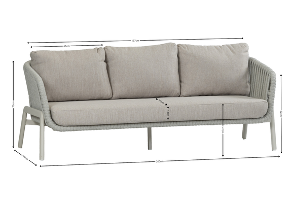 Sessel-Sofa Lounge-Set Porto | 3-Sitzer | Natürlich