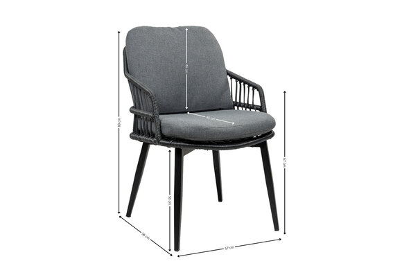 9-teiliges Garten-Set | 8 Isabel-Gartenstühle | 260 cm Tower-Gartentisch | Schwarz