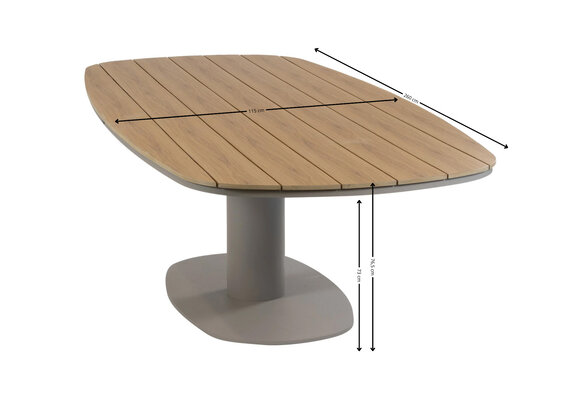 9-teiliges Garten-Set | 8 Isabel Gartenstühle (Sand / Wood) | 260 cm Tower Gartentisch (Camel)