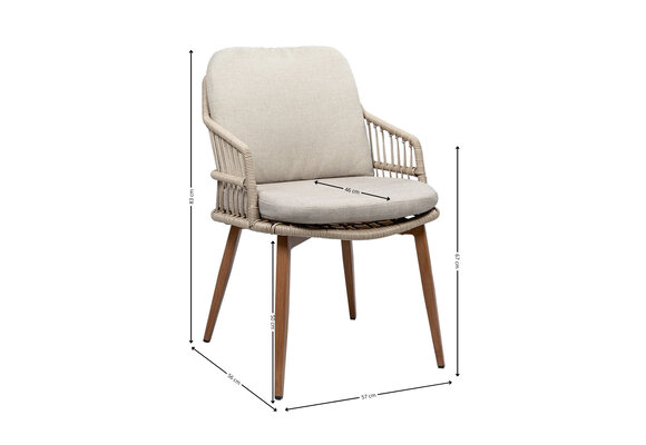 Rundes 5-teiliges Garten-Set | 4 Isabel Gartenstühle | ø 120 cm Tower Gartentisch  | Sand & Camel