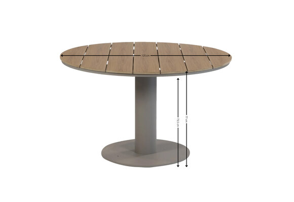 Runder Gartentisch Tower | ø 120 cm | Tecon Teak | Camel