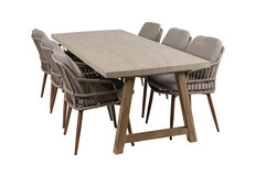 7-teiliges Garten-Set | 6 Isabel Gartenstühle | Rock Gartentisch (235 x 95 cm)