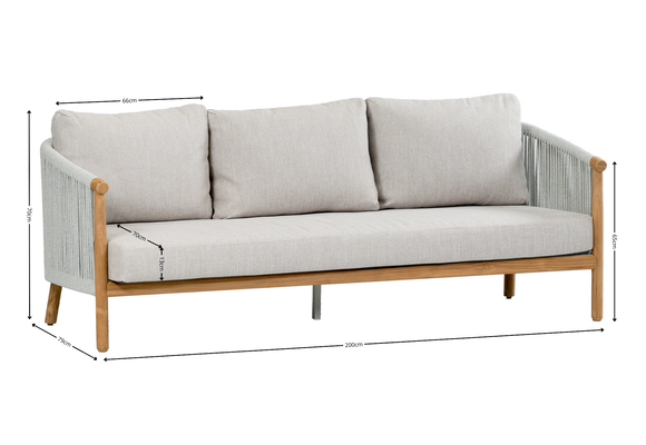 Loungesofa Es Vedra | 3-Sitzer | Teakholz | Creme