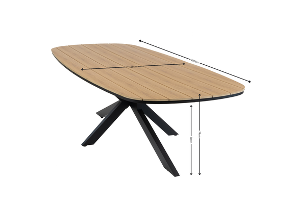 Ovaler Gartentisch Cadiz | 280 x 115 cm | Tecon Teak | Schwarz