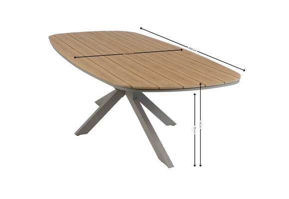 Ovaler Gartentisch Cadiz | 280 x 115 cm | Tecon Teak | Camel