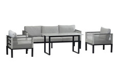 Sessel-Sofa Dining Lounge-Set Cuba | 3-Personen-Sofa | Schwarz