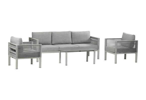 Sessel-Sofa Lounge-Set Cuba | 3-Sitzer | Sand & Off-Sand