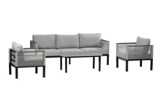 Sessel-Sofa Lounge-Set Cuba | Schwarz