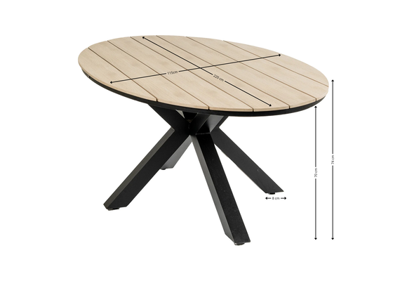 Ovaler Gartentisch | Limasol 220 x 115 cm | Polywood & Aluminium | Holz