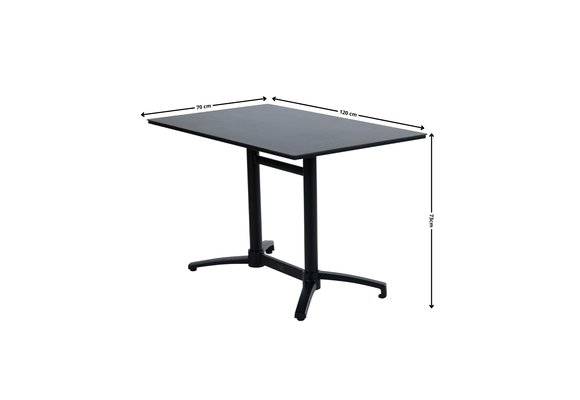 Klappbarer Terrassentisch Gent | 120 x 70 cm | Schwarz