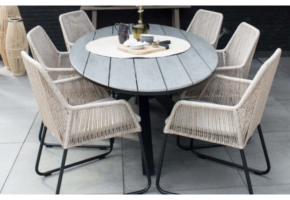 Ovaler Gartentisch | Limasol 180 x 115 cm | Polywood & Aluminium | Grau