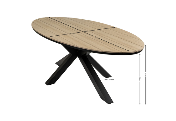 Ovaler Gartentisch Limasol 280cm | Wood | Polywood & Aluminium