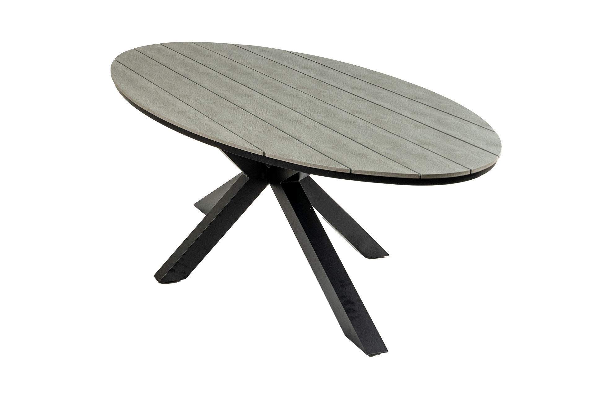 4 Jahreszeiten Gartenmöbel Ovaler Gartentisch Limasol 280cm | Grau | Polywood & Aluminium