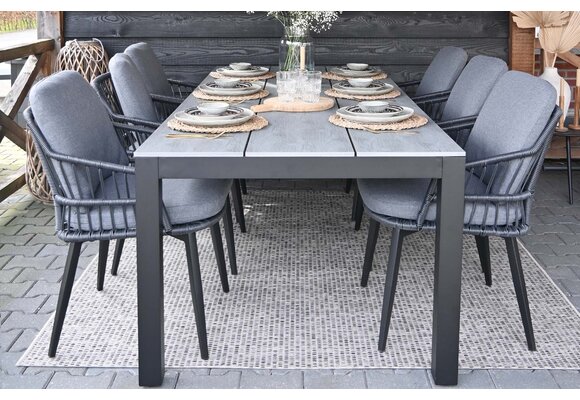 Gartentisch Limasol 225 x 100 cm | Polywood & Aluminium | Grau