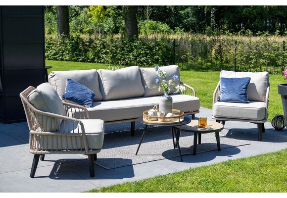 Loungesessel mit Hocker | Isabel | Rope | Sand