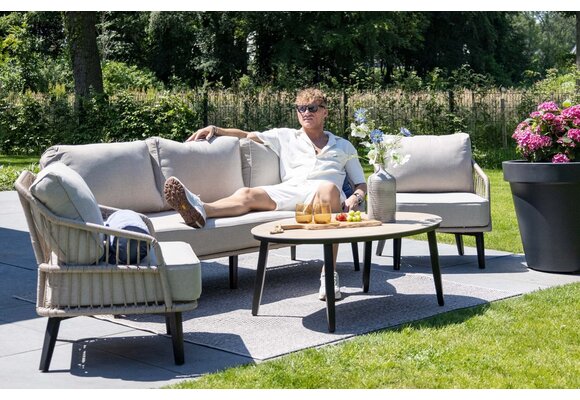 Loungesessel mit Hocker | Isabel | Rope | Sand