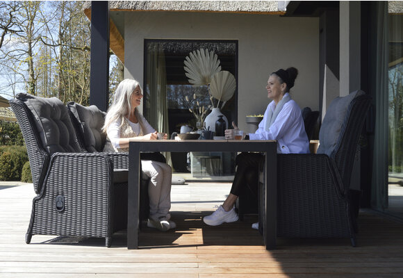 Loungesessel mit Hocker 40 x 40 cm | Dublin | Polyrattan | Schwarz