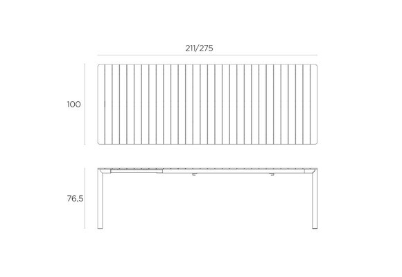 Ausziehbarer Gartentisch Tevere | 211-275 x 100 x 76,5 cm | Corda | Kunststoff