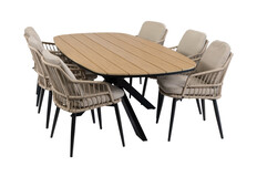 7-teiliges Garten-Set | 6 Isabel Gartenstühle | Gartentisch Cadiz 240 x 115 cm